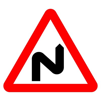 Double Bend First to Right Schild oder Aufkleber | WARN0019