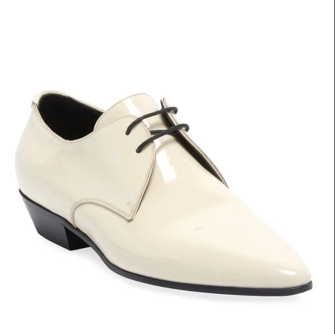 SAINT LAURENT mocassino donna derby crema EU 38 5 Jonas vernice pelle coquille