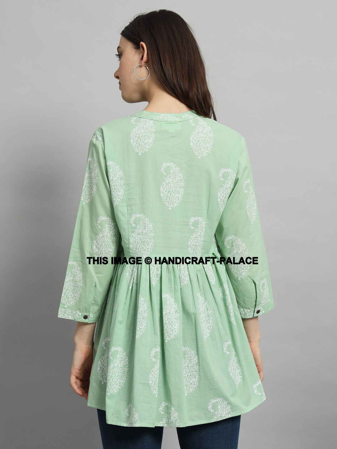 Women Cotton Linen Tunic Top Shirt Summer Casual Floral Blouse Regular Size