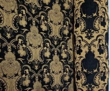 Chenille ,BAROQUE UPHOLSTERY, Fabric Jacquard Chenille Damask, black color