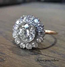 3CT Round Lab-Created Diamond 14K 2-Tone Gold Over Unique Floral Wedding Ring
