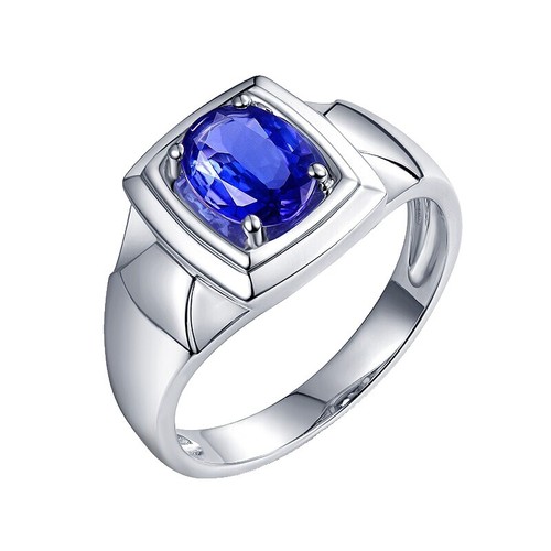 タンザナイトAA A14mm Solid 14KT White Gold 0.80Ct Round Shape AA Grade Natural Blue