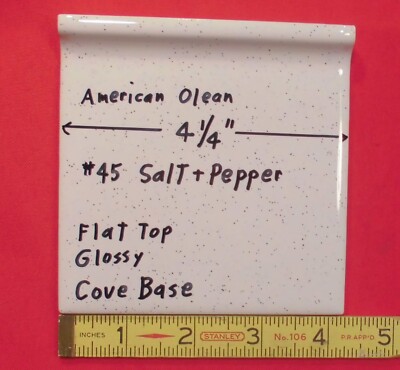 1 pc. Salt & Pepper: stack-on-top Cove/Base Ceramic Tile: 4-1/4''  American Olean