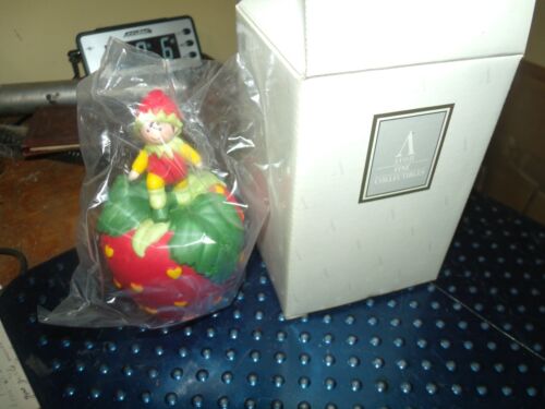 Avon Vintage Porcelain Bell Hearts Delight a Strawberry with an Elf Pixie 1993  - Picture 1 of 2