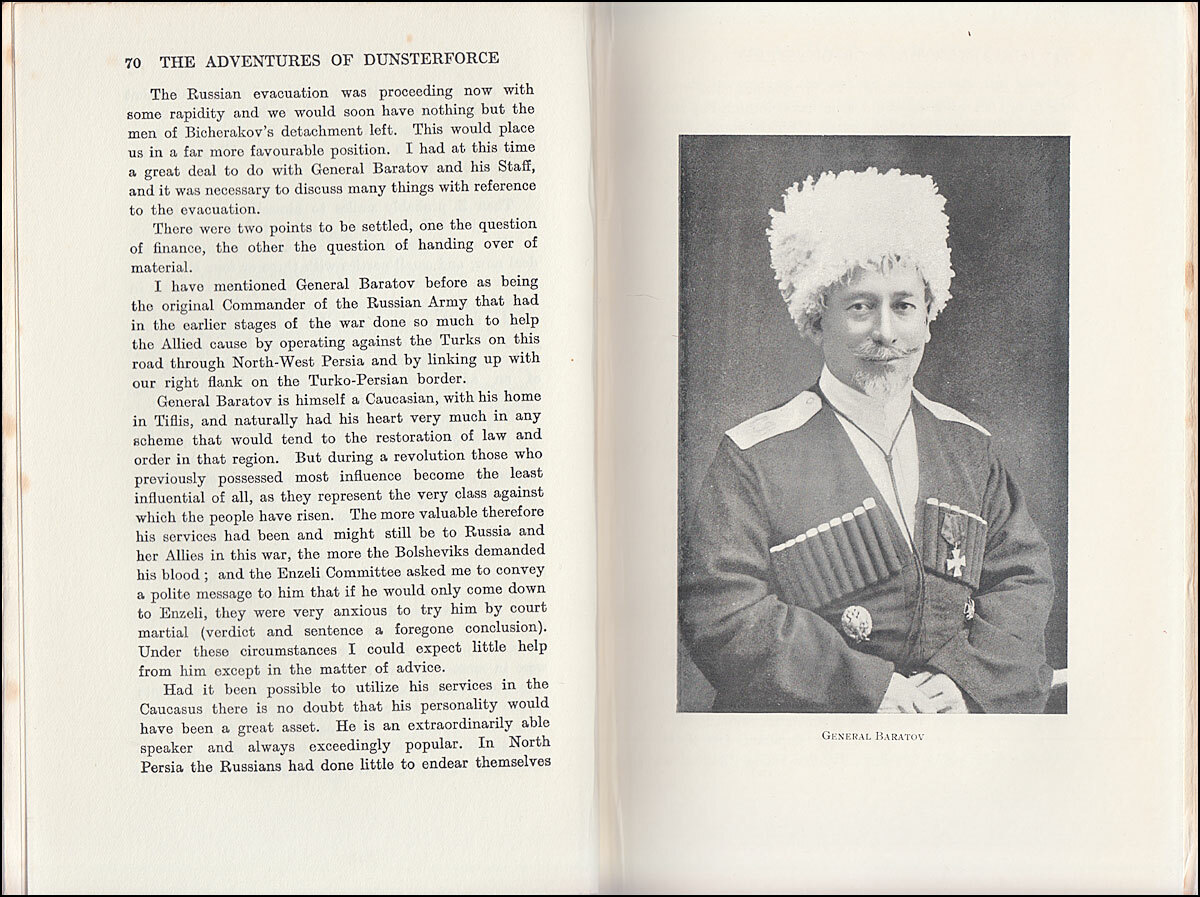 1920 Dunsterville THE ADVENTURES OF DUNSTERFORCE, Mesopotamia PERSIA