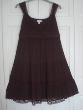 ~ MOTHERHOOD USA Maternity ~ CHIFFON & LACE HEM Wide Straps DRESS Brown M £49