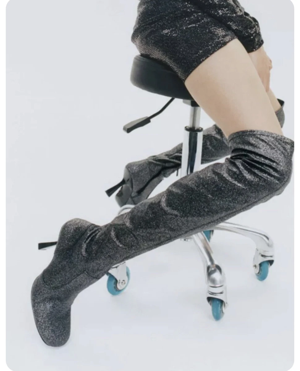 Silver glitter over hotsell the knee boots