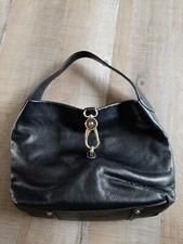 Dooney And Bourke Women's Pebbled Leather Shoulder Bag Purse Black Gold Accent