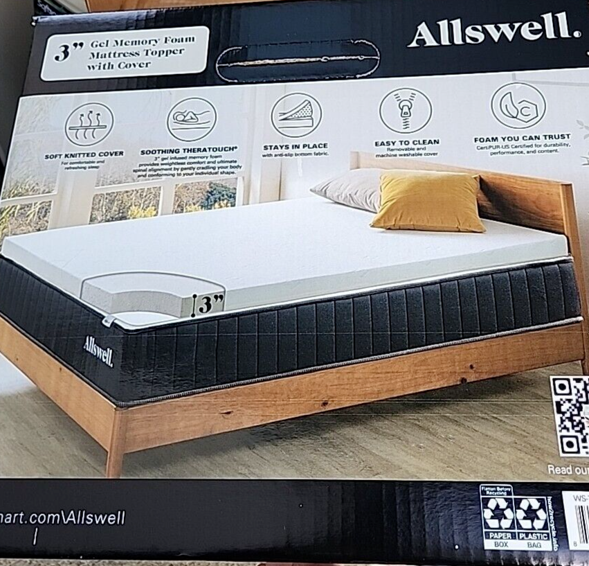 Allswell Inch Gel Memory Mattress Topper with Cover Twin NEW