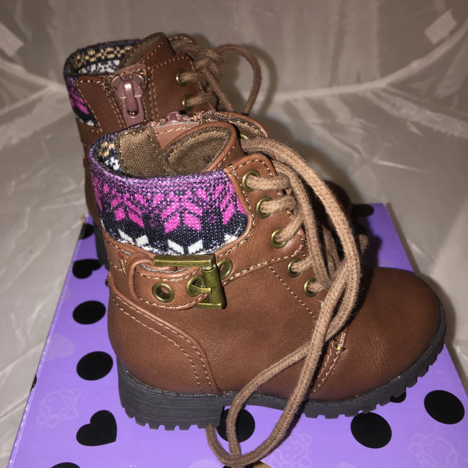 Okie Dokie Lil Lawson Niñas Marrón Botines Talla 5 Niño Nuevo Con Caja Foto 4 de 4