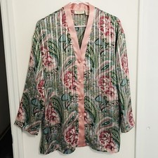 Vintage VICTORIA SECRET Gold Label Pink Green Sheer Floral PJ Night Shirt Sz S