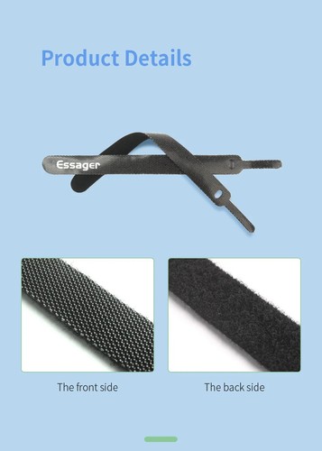 Bridas de gancho y bucle ajustables reutilizables para cables cables cables - Imagen 9 de 13