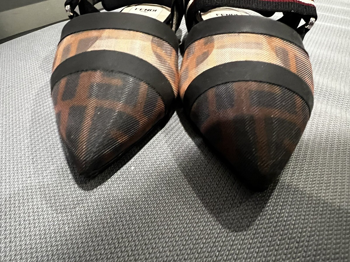 FENDI メッシュフラット Fendi Technical Mesh FF Logo Colibri Slingback Flats Shoes Women