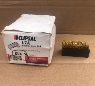 BOX (10) Clipsal L7A MAX4 Mini Neutral Link 100 A 500 V 7 Hole-less Cover