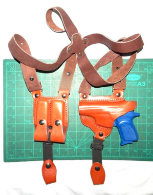 Tagua SH4-1203 LH Leather Shoulder Holster Dual Mag Pouch Bersa 380 Thunder