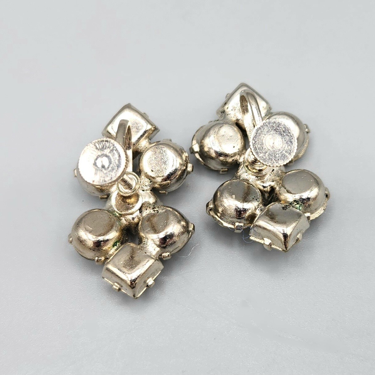 1950s Unsigned Clear Chaton Square Rhinestone Hou… - image 3