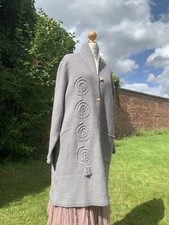 Beautiful Embroidered Athena Greece Felted Wool Blend Knit Coat Coatigan L 14 16