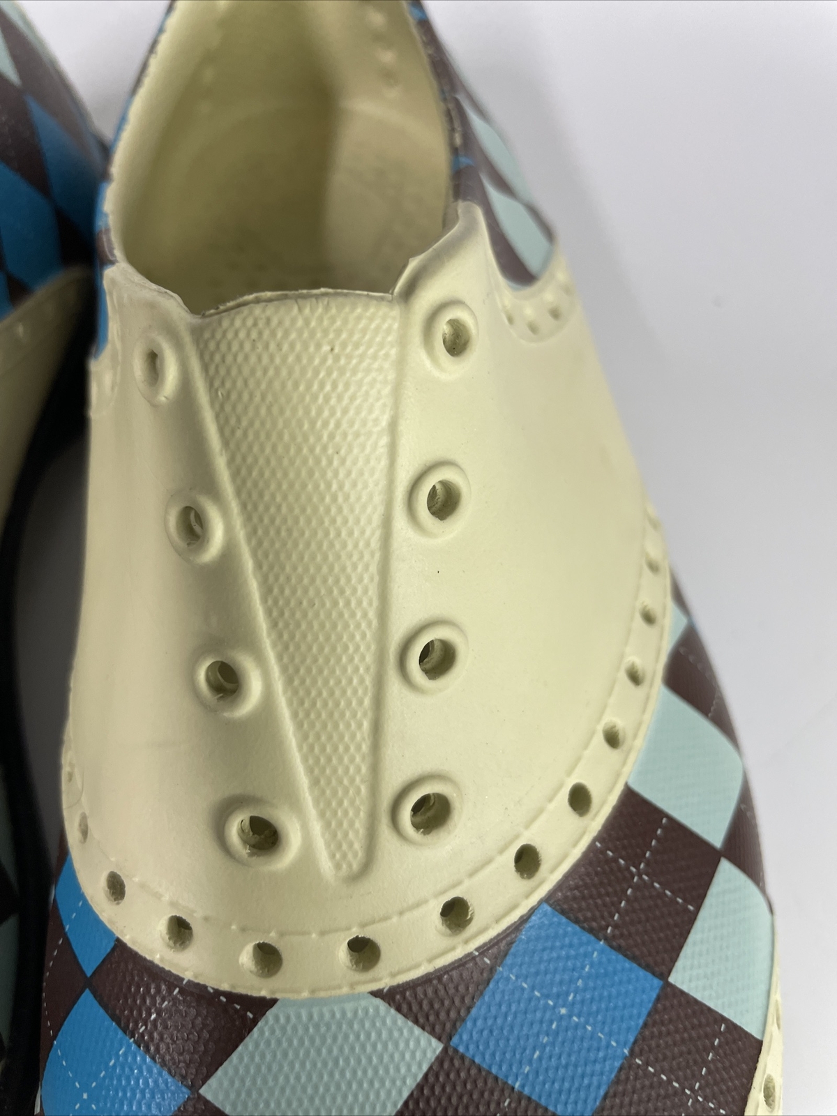Biion Oxford Golf Shoes Women's 7 Men's 5 Beige/Plaid Spikeless Slip On