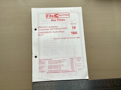 Fife Scottish Bus Group Route 18 18A Fahrplan Oktober 1986 Cowdenbeath Kelty