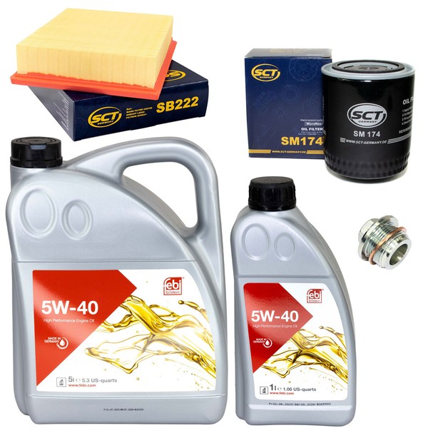 MotoröL Filter Set 5W-40 6 Liter + ÖLablassschraube FüR Audi A4 2.8 8D2 193 PS-image