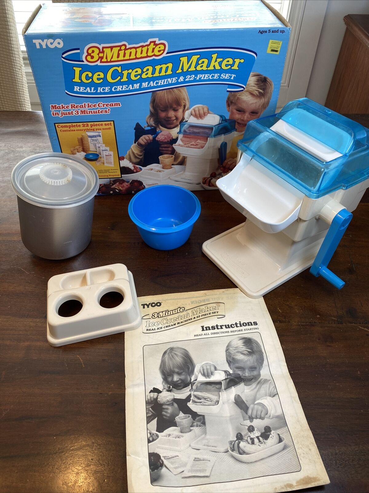 Vintage 1989 Tyco Ice Cream Maker W Box & Instructions! 3 Minute Ice Cream  Toy!