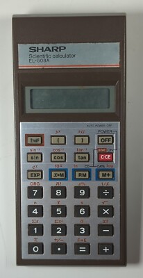 VINTAGE SHARP WISSENSCHAFTLICHER TASCHENRECHNER EL-508A JAPAN OVP GUT FUNKTIONSTÜCHTIG
