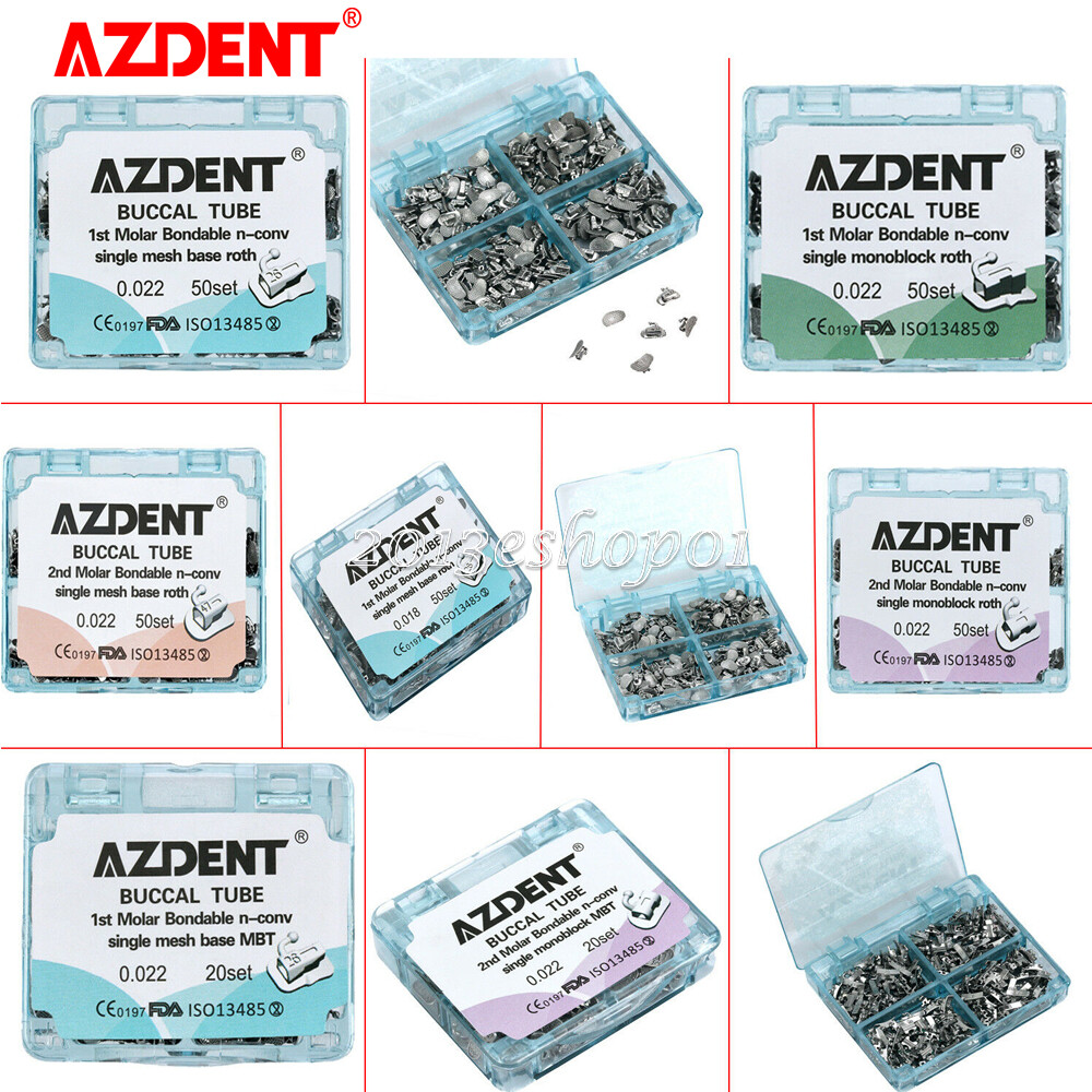 AZDENT Dental Orthodontic Sgl Buccal Tubes 1st 2nd Molar Tube Roth MBT