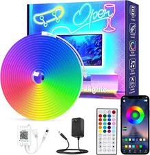 Led Neon Rope Light, Outdoor IP67 Waterproof, RGB Led Light Strip, 16.4/32.8FT