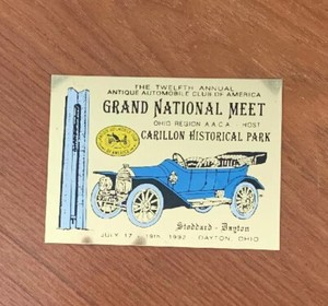 Aaca Antique Auto Club Grand National Meet Car Show Plaque Dayton Ohio 1992 Ebay