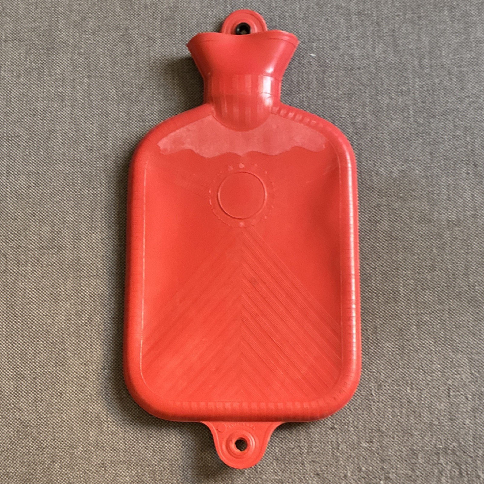 Red Rubber Hot Water Bottle with Screw Lid/Stopper Cap, Made in USA
