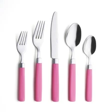 Pink Stainless Steel Silverware Set for 4 20-Piece Colorful Kitchen Flatware