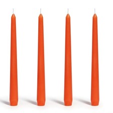 Orange Taper Candles 4 Pack 10 Inch Dripless Unscented Smokeless Candlesticks
