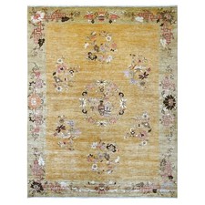 9'1"x11'6" Brown Chinese Art Deco Inspired Peshawar Wool Hand Knotted Rug 22336