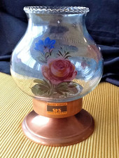 SKS Design Windlicht Kerzenhalter Leuchter Massiv Kupfer mit Glas Glasmalerei