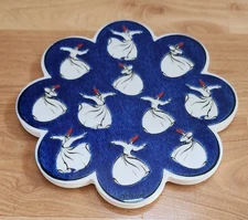 Artnicea Traditional Iznik Turkish Ceramic Art Trivet. Dancers. 7" No chips