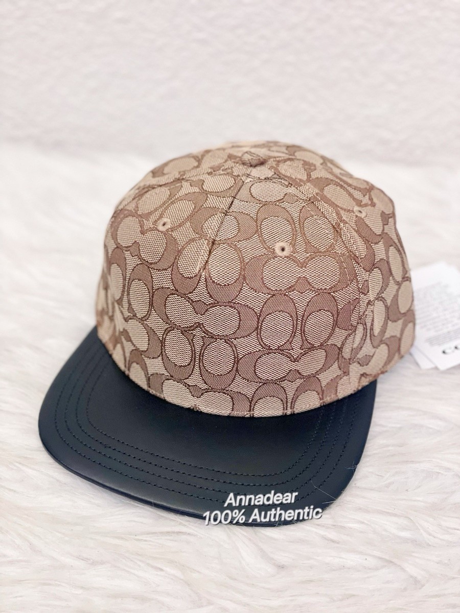 NWT COACH SIGNATURE FLAT BRIM HAT Khaki/Black M/L | eBay display picture 1