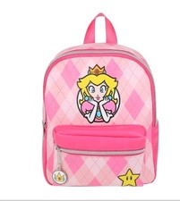 Mochila Nintendo Princess Peach Super Mario Rosa Argyle Licencia