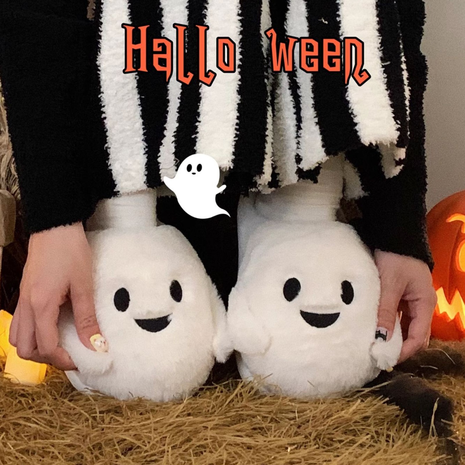 APL Pantofole fantasma peluche Halloween simpatiche ciabatte da casa morbide accoglienti calde scarpe da interno