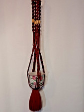 Macrame Plant Hanger Burgundy 38" Best For 7" Pot Or Smaller