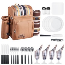 Picnic Backpack Beach Picnic Backpack Bag for 4 Person Insulated Cooler Co