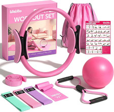 Kit de Pilates Fitness para Mujer Conjunto de Inicio Anillo, Bandas, Mini Pelota y Tonificación Esenciales