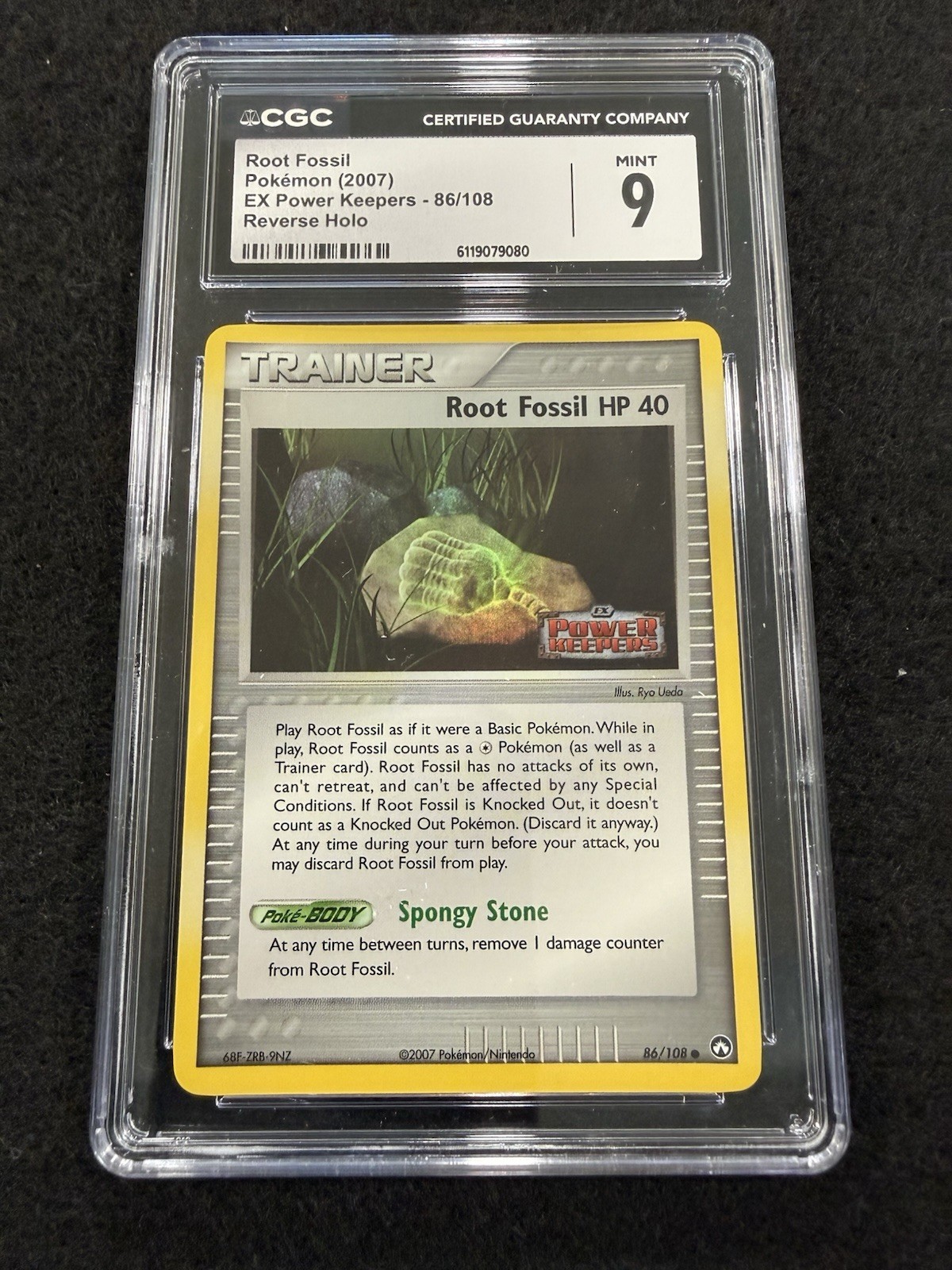 Pokemon Root Fossil Reverse Stamped Holo 86/108 EX Power Keepers in a CGC 9 !