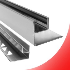 Glas-Fliesenprofil Edelstahl Klemmprofil Wandprofil V2A 2,5m H26,5mm