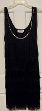 Charades Black Fringe Flapper Dress Adult Size Large Costume Roaring 20  s Gatsby