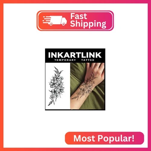 INKARTLINK Tattoo Tech, 2 Sheets Large Semi Permanent Tattoo, Adult Art Design T - product listing photo