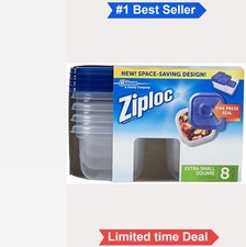 Food Storage Containers 8 Pack Extra Small Square 0.5 Cup Press Seal Plastic