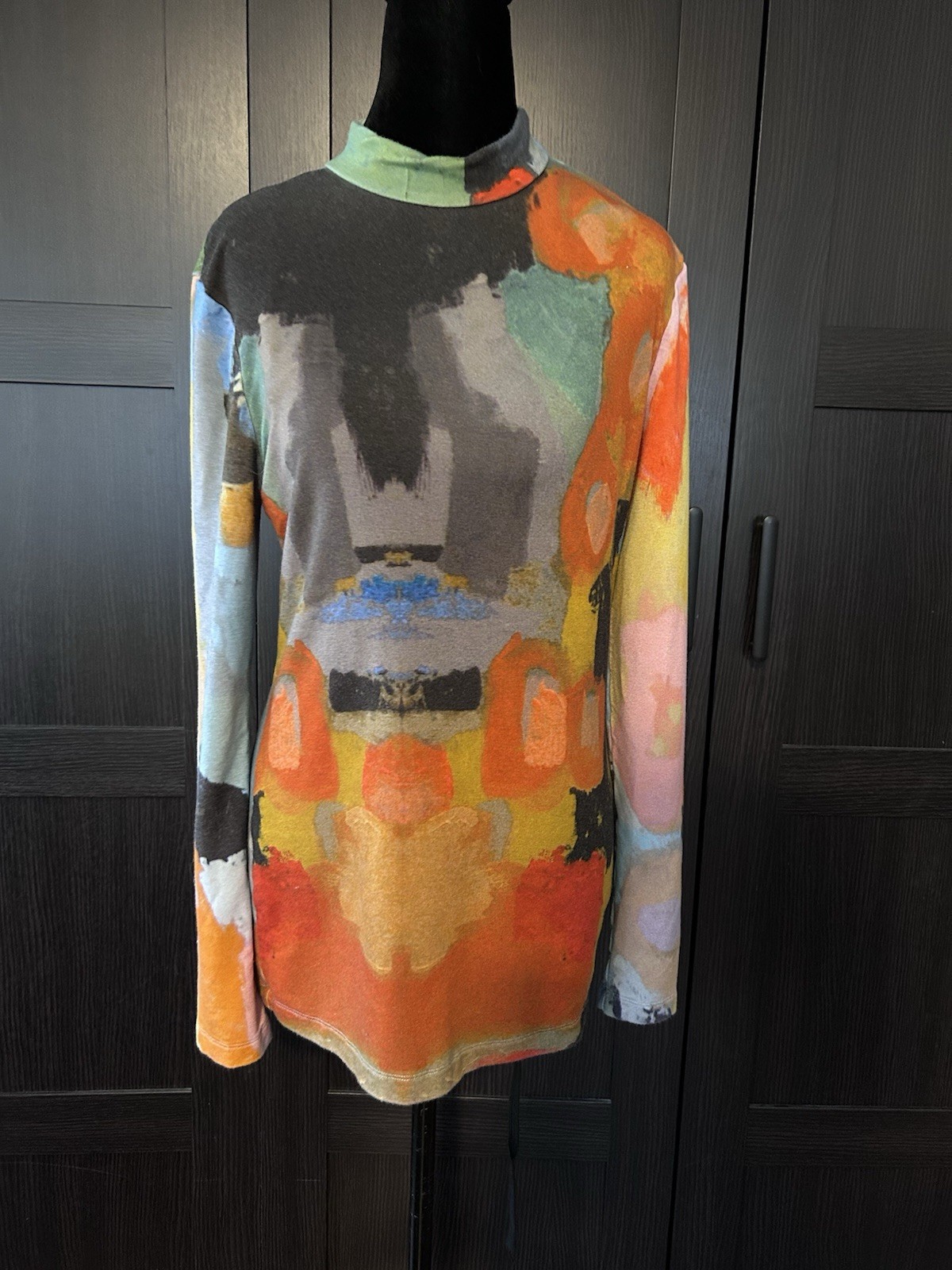 Claire Desjardins by carré noir Multicolor Abstract Print Mock Neck Top M