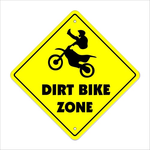 Dirt Bike Crossing Sign Zone Xing | Indoor/Outdoor | 20" Tall Jump Berm Tires...