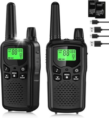 2 PACK Long Range Walkie Talkie 100 Mile Two Way Radio Charge Headset Waterproof
