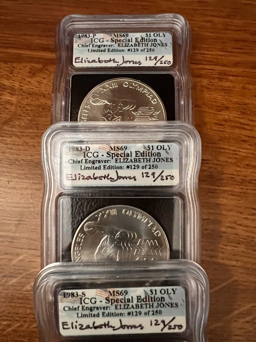 1983- P D & S $1 Olympic Silver Dollar MS69 set #129 of 250 signed